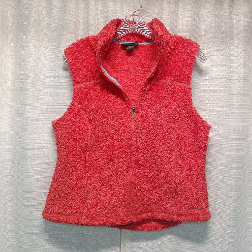 LL Bean Polartec Fleece Vest Womens S Coral Pink Full Zip Sherpa 0BVA2 Gorpcore